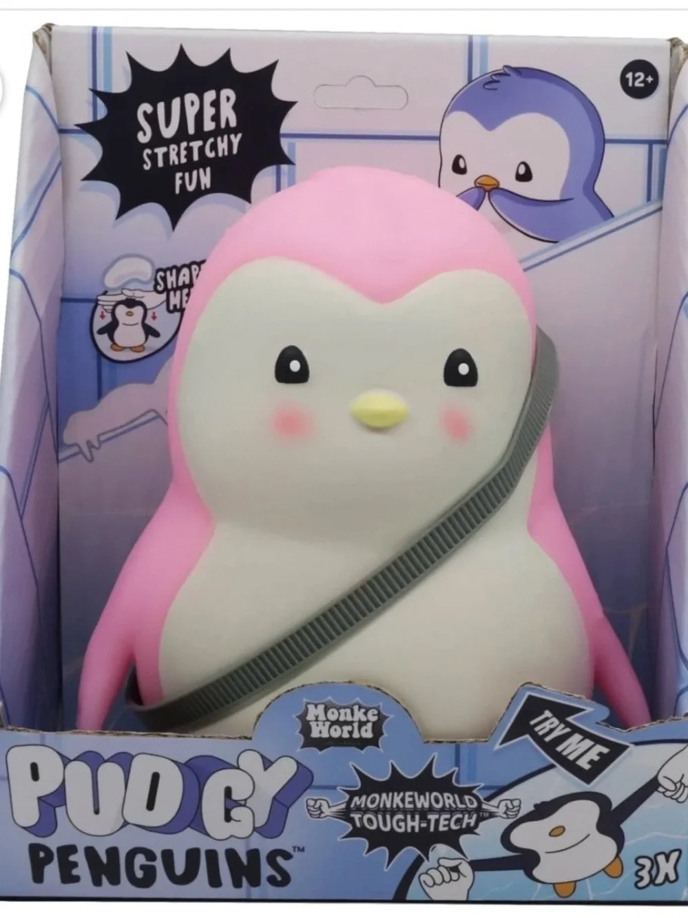 ONE WORLD Pink and White Stretchy Penguin Plush Toy